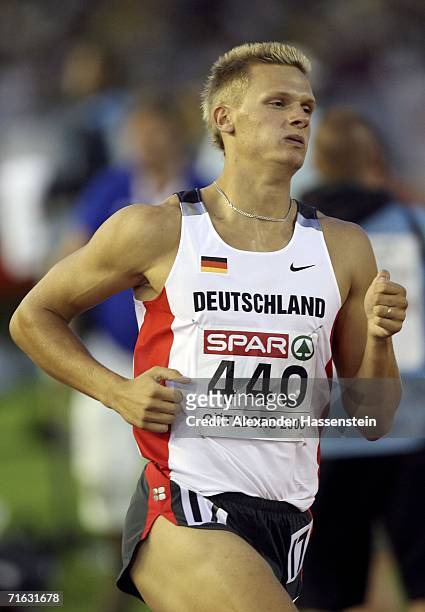 Pascal Behrenbruch of Germany competes during the 1500 Metres discipline in the Men's Decathlon on day five of the 19th European Athletics...