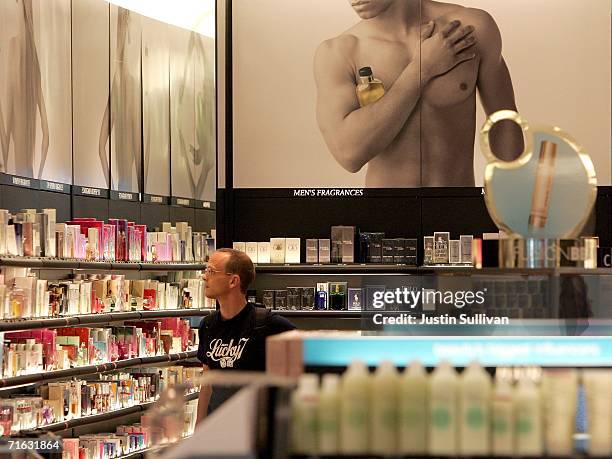 Man browses fragrances at a Sephora cosmetics store in the international terminal at San Francisco International Airport August 11, 2006 in San...