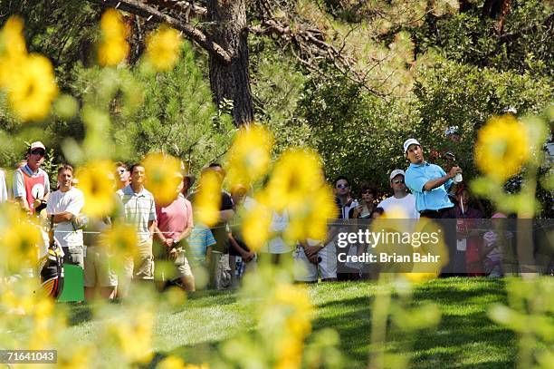 Dean Wilson drives off the second tee during final round of The International at Castle Pines Golf Club on August 13 near Castle Rock, Colorado....