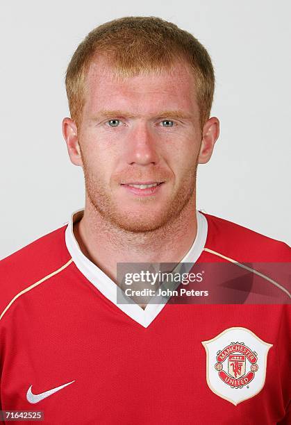 Paul Scholes of Manchester United poses during an official photocall at Carrington Training Ground on August 10 2006, in Manchester, England.