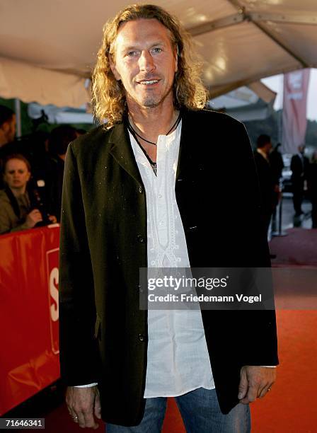 Reporter Michael Schulz of Arena television channel poses for the media before the ceremony of the Sport Bild Awards 2006 on August 14, 2006 in...