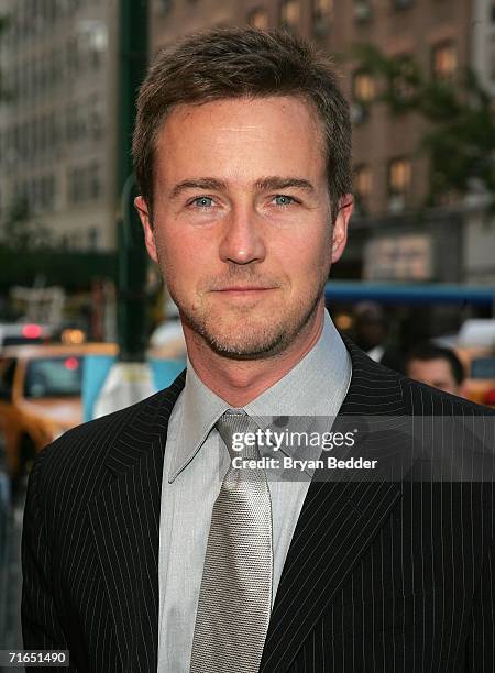 Actor Edward Norton attends Yari Film Group's premiere of "The Illusionist" at Chelsea West Cinemas August 15, 2006 in New York City.