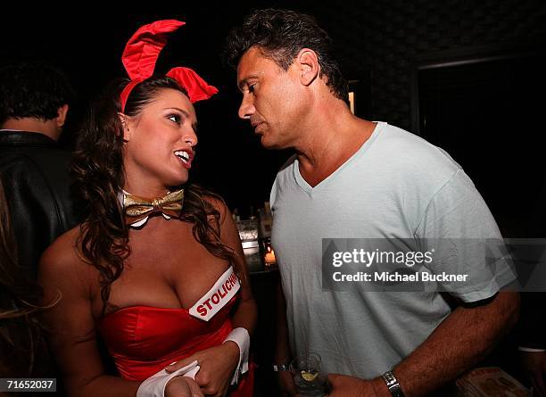 Actor Steven Bauer and playmate Lindsey Vuolo attend Playboy and Stoli's celebration of the September cover appearance and pictorial for "The Girls...