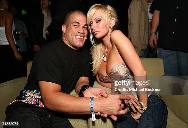 Fighter Tito Ortiz and adult film actress Jenna Jameson attend Playboy and Stoli's celebration of the September cover appearance and pictorial for...