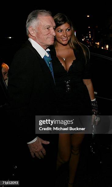 Playboy publisher Hugh Hefner and playmate Amber Campisi attend Playboy and Stoli's celebration of the September cover appearance and pictorial for...