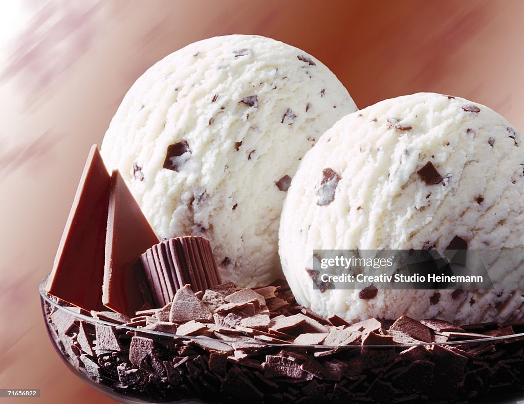 Stracciatella ice cream, close-up