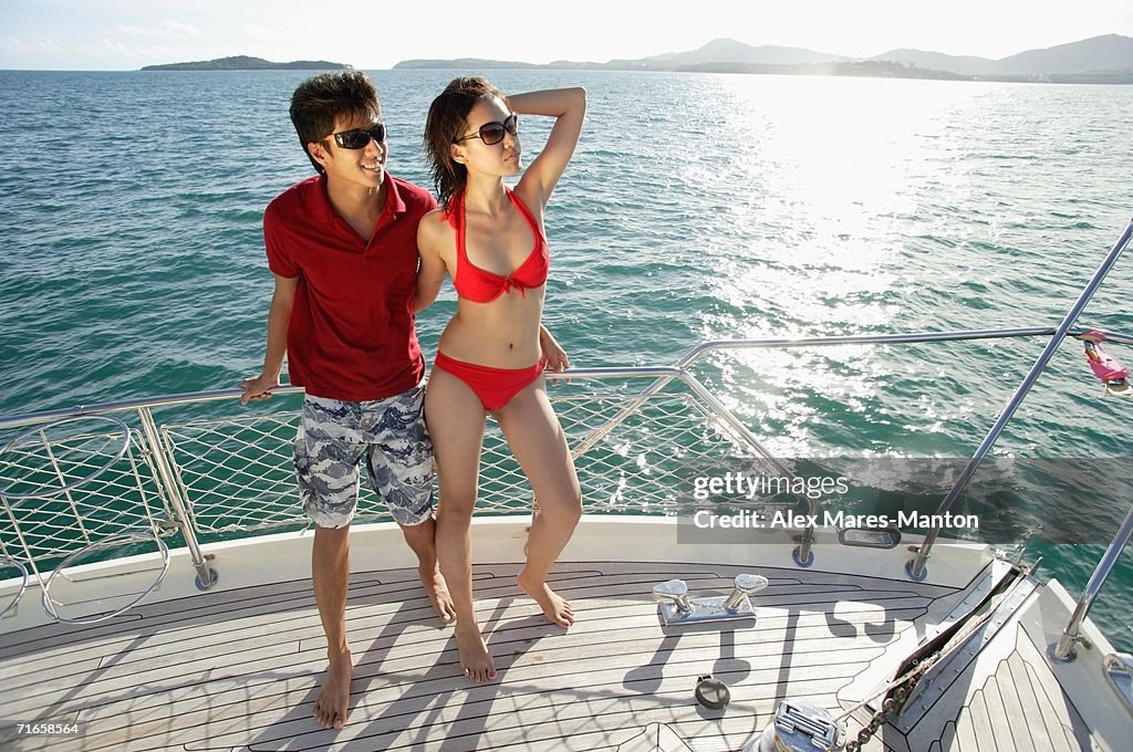 Couple on boat deck