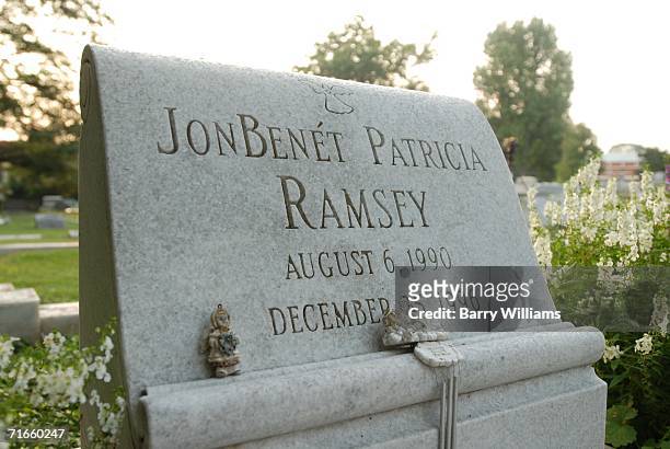The grave of JonBenet Ramsey is shown August 16, 2006 in Marietta, Georgia. A suspect in the murder of Ramsey, the 6-year-old beauty queen whose...