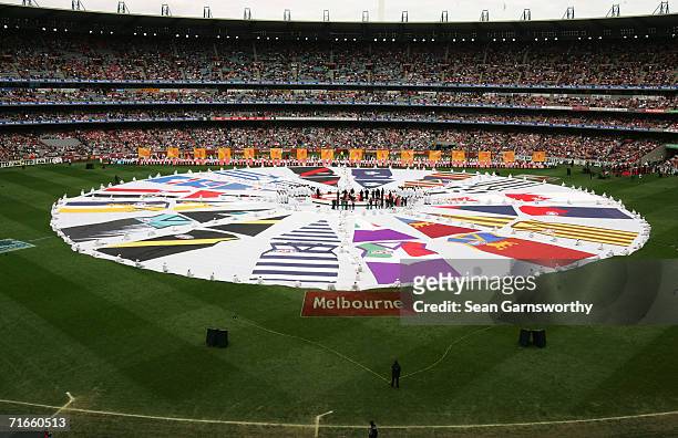 General view of prematch entertainment before the start of the 2005 AFL Grand Final at the Melbourne Cricket Ground, September 24, 2005 in Melbourne,...