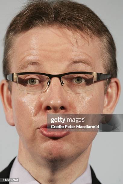 Conservative party Shadow Minister for Housing Michael Gove addresses a discussion group on help for first time property buyers on August 17, 2006 in...