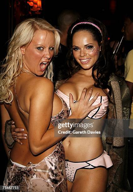 Models Jerry Byrne and Anna Taverner attend the party to celebrate Front Magazine's 100th Issue at Cafe de Paris on August 17, 2006 in London,...