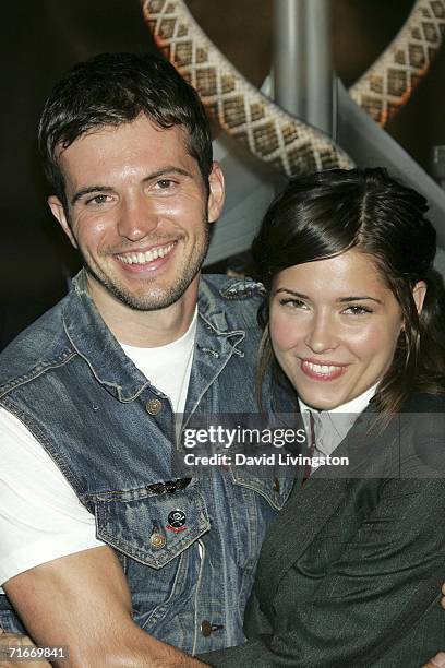 Actress Sarah Lind and Tygh Runyan attend the premiere of New Line Cinema's "Snakes On A Plane" at Grauman's Chinese Theatre on August 17, 2006 in...