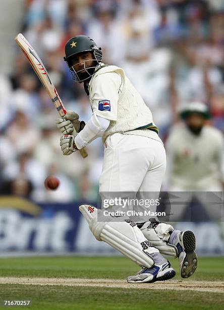 Mohammad Yousuf of Pakistan in action during day two of the fourth npower test match between England and Pakistan at the Oval on August 18, 2006 in...