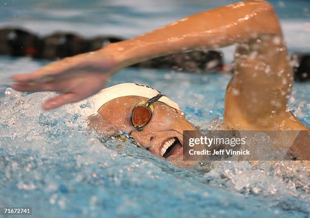 Kristen Caverly of the US swims during her heat in the Women's 400m Individual Medley at the Pan Pacific Swimming Championships August 18, 2006 in...