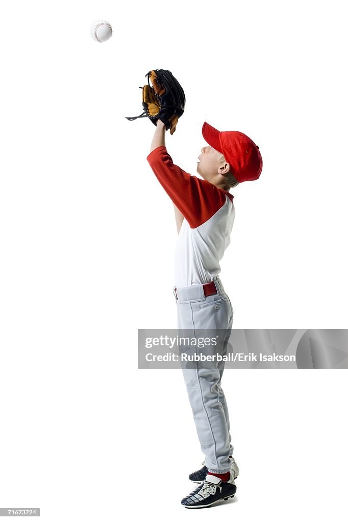 Catching Position Profile Of A Baseball Player Standing In A Catching Position High-Res ...
