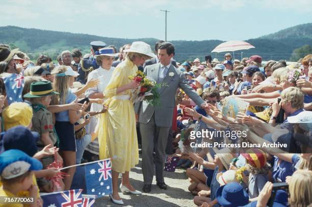 Princess Diana and Prince Charles visit Yandina Ginger Factory in Queensland, Australia, during the Royal Tour of Australia, 12th April 1983. The...