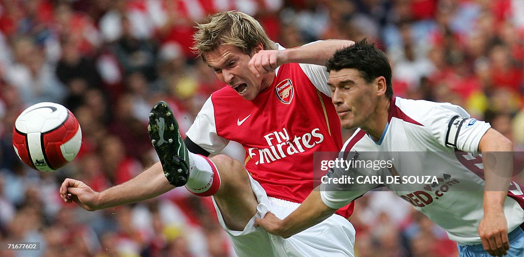 Arsenal's Alexander Hleb (L) and Aston V