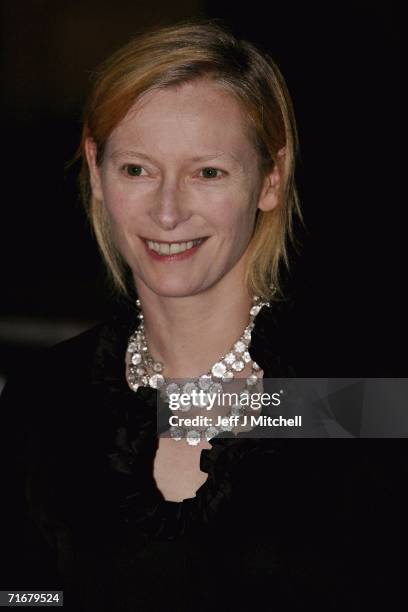 Actress Tilda Swinton arrives at the Edinburgh International Film Festival 60th party at National Gallery August 19, 2006 in Edinburgh, United...