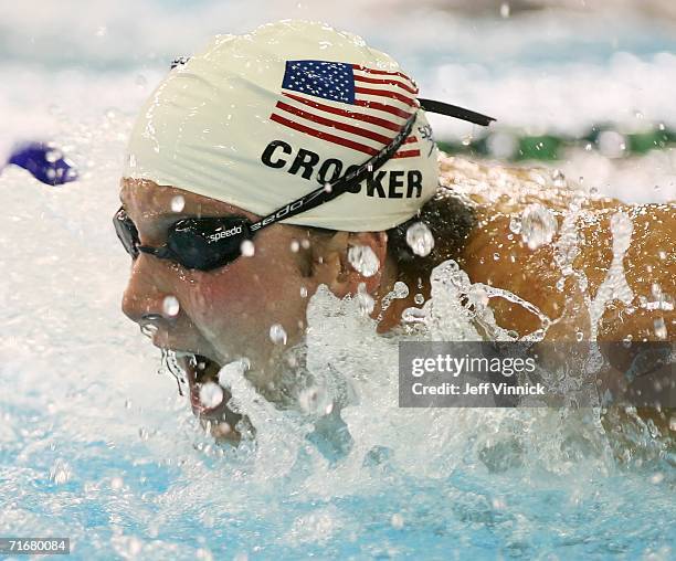 Ian Crocker of the USA swims to a first place finish in the Men's 100m Butterfly final at the Pan Pacific Swimming Championships August 19, 2006 in...