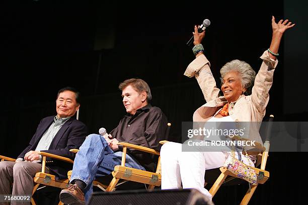 Las Vegas, UNITED STATES: Nichelle Nichols , Walter Koenig and George Takei , the actors who portrayed Lt. Uhura, Ensign Chekov and Lt Sulu...