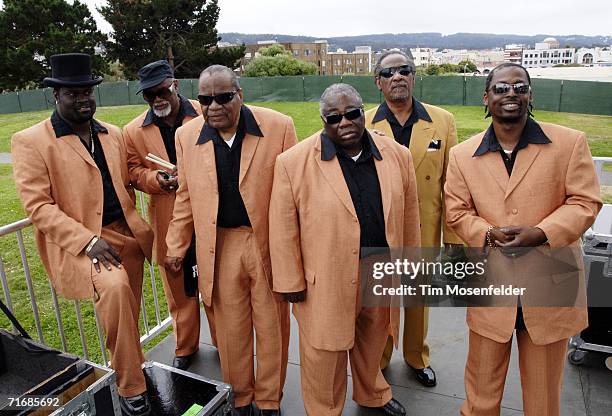 The Blind Boys of Alabama Trey Pierce, Kenny McKinnie, Clarence Fountain, Billy Bowers, Jimmy Carter, and Joey Williams backstage at "FOGG Fest 2006"...