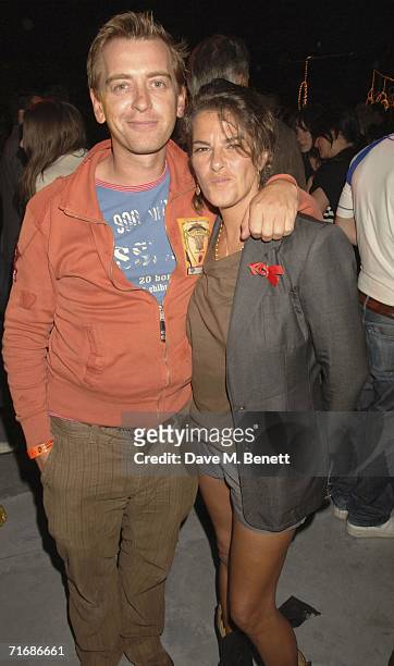 ArtistTracey Emin and guest attend the Rolling Stones after show party at Ronnie Wood's home on August 20 in Kingston England.