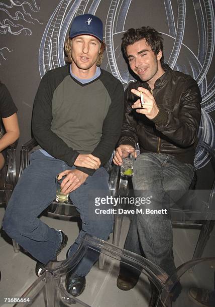 Actor Owen Wilson and Kelly Jones of The Stereophonics attend the Rolling Stones after show party at Ronnie Wood's home on August 20 in Kingston...