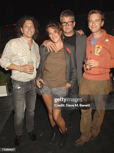 Steven Webster, artists Tracey Emin and Jay Joplin and guest attend the Rolling Stones after show party at Ronnie Wood's home on August 20 in...