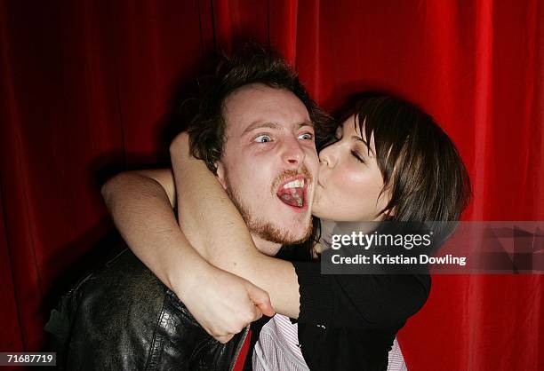 Actors Emily Barclay and Tom Budge pose together at the after show party following the 48th annual AFI Festival of Film gala opening screening of...