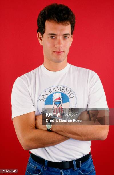 Two-time Academy Award-winning actor Tom Hanks poses during a 1986 West Hollywood, California studio photo session to promote his newest movie "The...