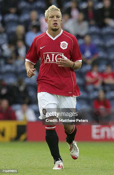 Alan Smith of Manchester United in action on his comeback from injury during the Lancashire Senior Cup match between Preston North End and Manchester...