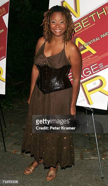 Actress Tonya Pinkins attends the after party for The Public Theater premiere of "Mother Courage And Her Children" at The Belvedere Castle in Central...