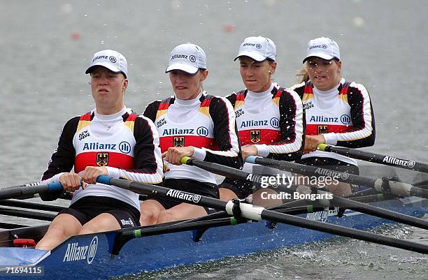 German woman's four Christiane Huth, Magdalena Schmude, Jeannine Hennicke and Stefanie Schiller during the World Rowing Championships on August 21 at...