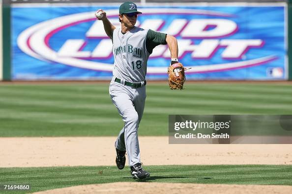 Ben Zobrist of the Tampa Bay Devil Rays fields during the game... News ...