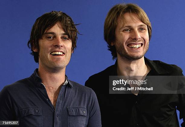 Alex Kapranos and Nick McCarthy of the group Franz Ferdinand pose for a portrait at Edinburgh Literary Festival held at Charlotte Square on August...