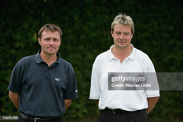 Paul Simpson and Richard Campbell of West Berkshire GC pose after shooting a qualifying score of 60 during the Glenbrae Fourball PGA South Region...