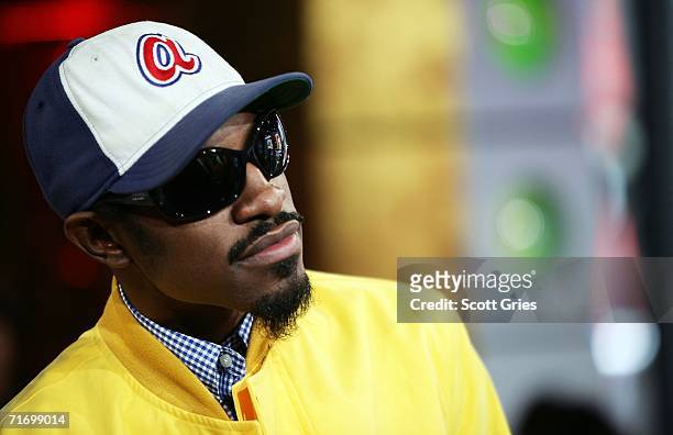 Actor/rapper Andre Benjamin of Outkast appears onstage during MTV's Total Request Live at the MTV Times Square Studios on August 22, 2006 in New York...