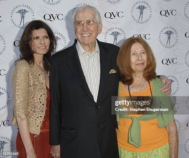 Pam McMahon, announcer Ed McMahon and Mr. McMahon's Aunt May attend the launch of Cynthia Garrett and QVC's "Love Conquers All" jewelry line at the...