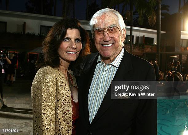 Personality Ed McMahon and his wife Pam pose during the celebration of the "Love Conquers All" jewelry collection with QVC and Cynthia Garrett at the...