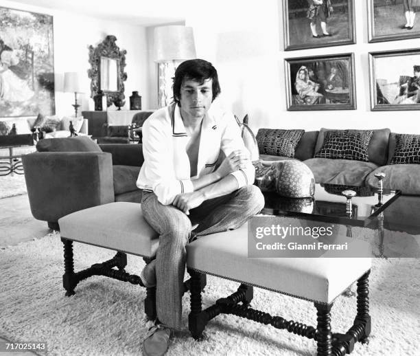 Spanish bullfighter Sebastián Palomo Martínez , known professionally as Palomo Linares, at his home in Aranjuez, Madrid, Spain, 1966. .