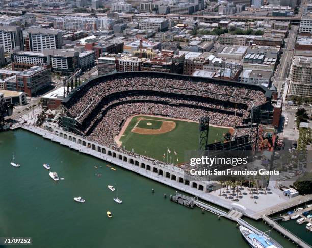 General aerial views of AT&T Park in San Francisco, California on July 14, 2006.