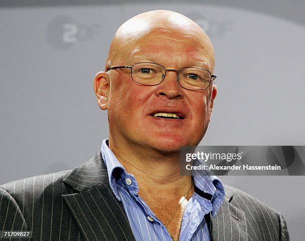 Producer Guenther van Endert poses for photographers during the photocall to the ZDF television film "Neger, Neger, Schornsteinfeger" on August 24,...