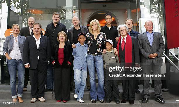 Actress Veronica Ferres and the team poses for photographers during the photocall to the ZDF television film "Neger, Neger, Schornsteinfeger" on...