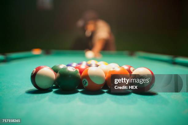 pool balls on a pool table. - pool table ストックフォトと画像