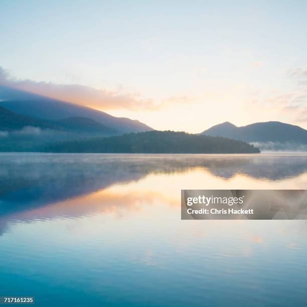 usa, new york, adirondack mountains, lake placid at sunrise - adirondack mountains stock pictures, royalty-free photos & images