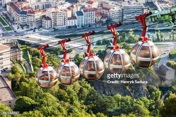 france, auvergne-rhone-alpes, grenoble, grenoble-bastille cable car - grenoble stock pictures, royalty-free photos & images