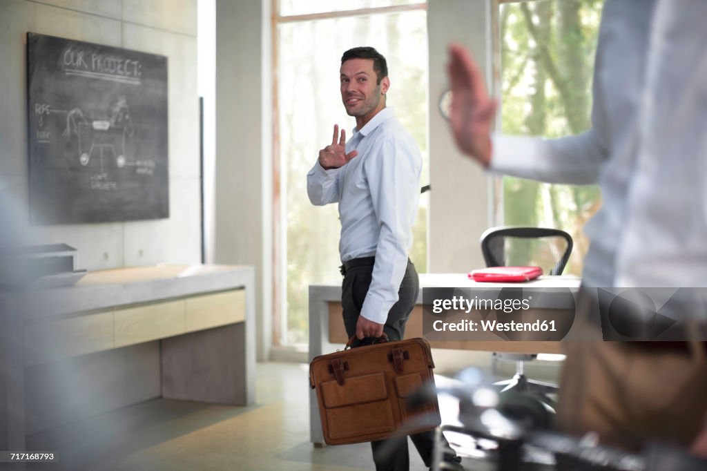 Colleagues saying good bye after a meeting