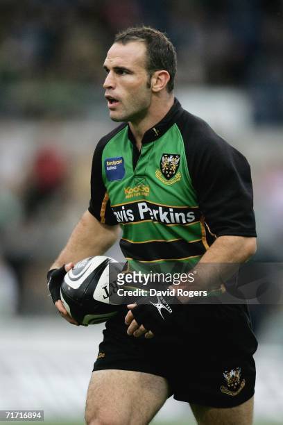 Mark Robinson, the Northampton scrumhalf pictured during the pre seaon friendly match between Northampton Saints and Leeds Tykes at Franklin's...