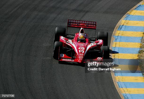 Dan Wheldon drives the Target Ganassi Racing Dallara Honda during practice for the IRL IndyCar Series Indy Grand Prix of Sonoma on August 25, 2006 at...