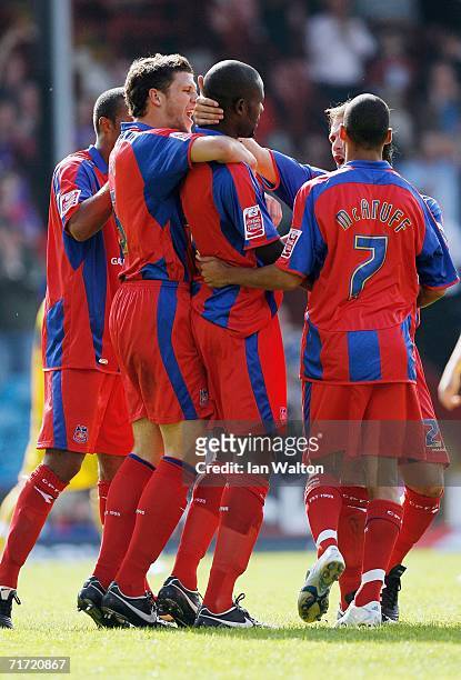 Leon Cort of Crystal Palace celebrates scoring a goal during the Coca-Cola Championship match between Crystal Palace and Burnley at Selhurst Park on...